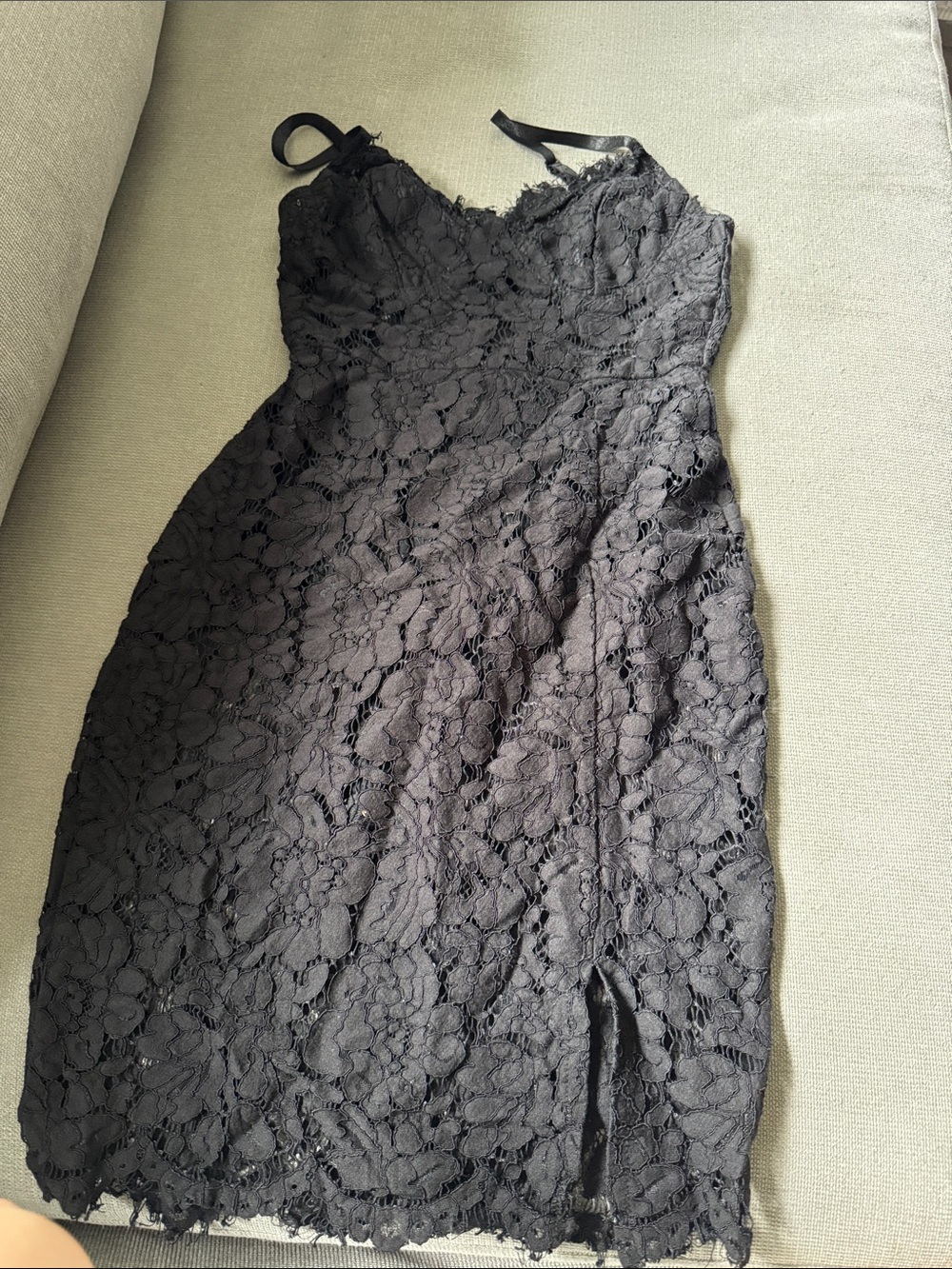 Fashion Nova Black Lace Mini Dress with Spaghetti Straps